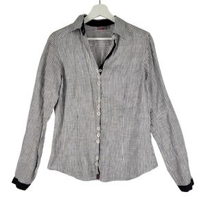 SLAM Sailing Shirts Striped Long Sleeve Button Up Shirt Linen Womens Size L